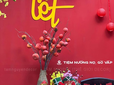 Chữ Tết thư pháp cỡ lớn bằng gỗ 55 - 70cm Kiểu 1 [Gỗ nhẹ - 1 - 2 lớp] CHU-GO-20